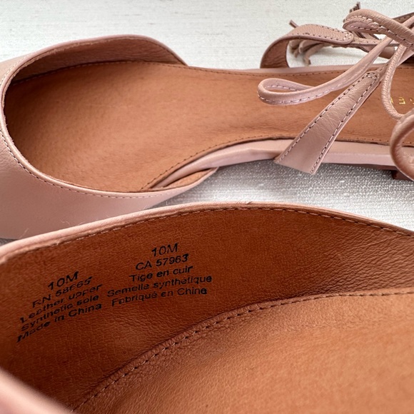 New Halogen Blush Leather Pointed Wrap Around Ankle Tassels Flats Women’s 10M - Picture 11 of 13